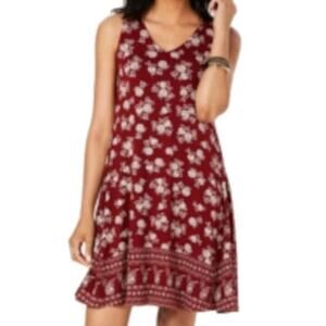 Style & Co Swing Dress Sleeveless Red Womens Size PM Crisscross Back Straps New